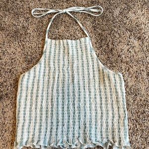Woman’s American Eagle Blue And White Striped Crop Top